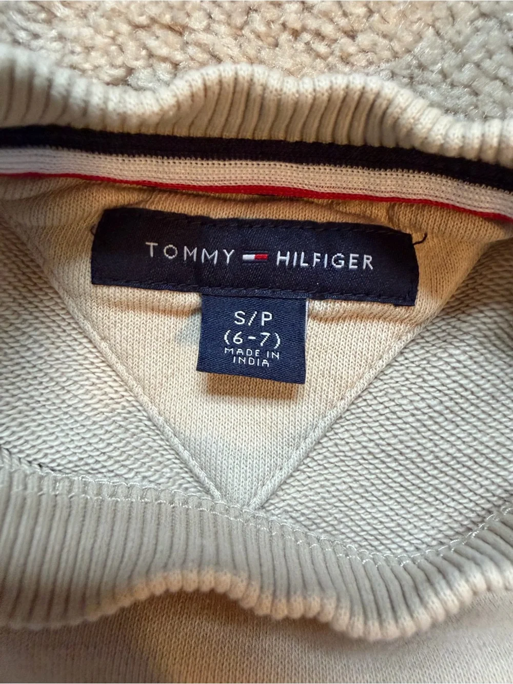 Tommy Hilfiger Men's Cream Crewneck with Embroidered Logo